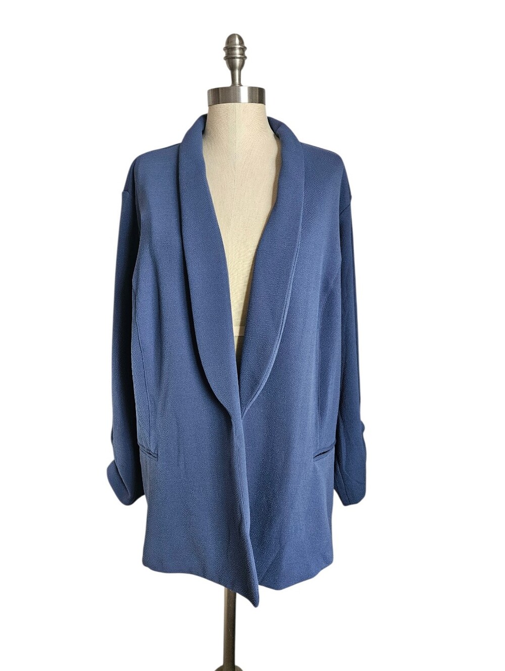 BAR III Textured Crepe Open-Front Shawl-Collar Purple Blazer Jacket | SZ 4X